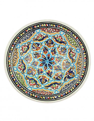 Tunisian plate with turquoise rosette, model A,...