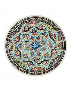 Tunisian plate with turquoise rosette, model B, 10.75 in