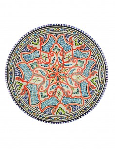 Tunisian plate with red star on light blue, 10.75 in