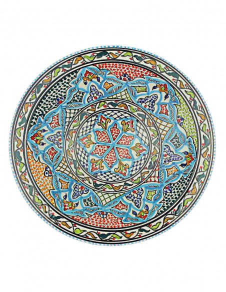 Tunisian plate in light blue with fine rosette, 13 in