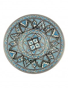 Tunisian plate in black and light blue with central...