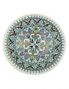 Tunisian plate with white central flower and blue...