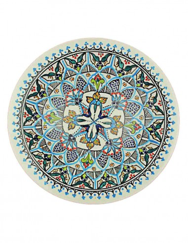 Tunisian plate with white central flower and...