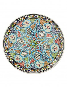 Tunisian plate with blue and red mosaic, 14.5 in