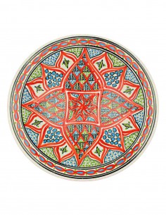 Tunisian plate in red with green star, 13 in