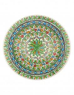 Tunisian plate with green rosette and band, 13 in