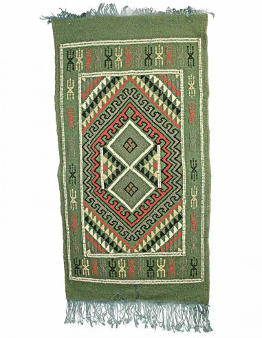Mergoum wool rug in green with medallion, 21 x...