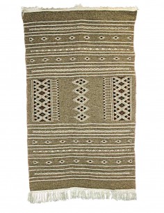 Mergoum wool rug in taupe with white Berber motifs, 26 x...