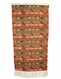 Tapis mergoum en laine orange à motifs berbères...