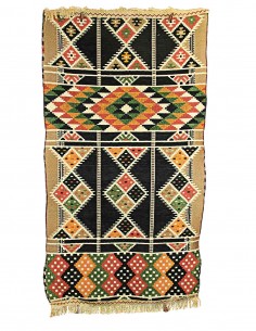 Tapis égyptien beige et noir à losanges, modèle A, 27 x...