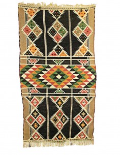 Tapis égyptien beige et noir à losanges, modèle B, 27 x...