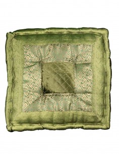 Lime Green Brocade Floor Cushion, 18 x 18 in