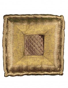 Gold Brocade Floor Cushion, 18 x 18 in