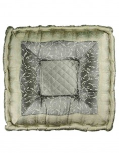 Silver Grey Brocade Floor Cushion, 18 x 18 in