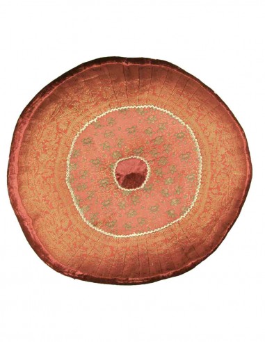 Coussin de sol rond satiné orange, Ø 16 po