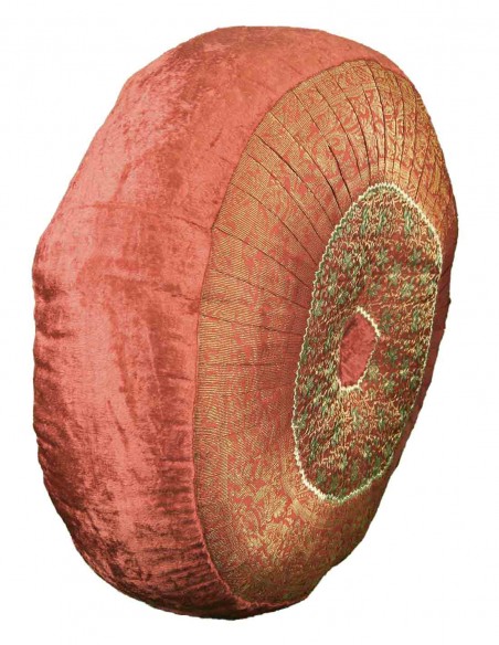 Coussin de sol rond satiné orange, Ø 16 po