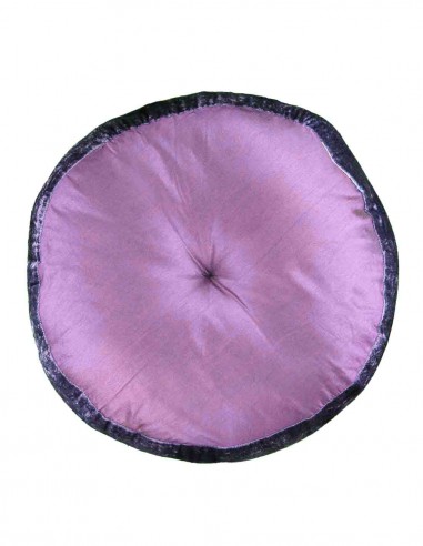 Lilac Round Satin Floor Cushion, Ø 16 in