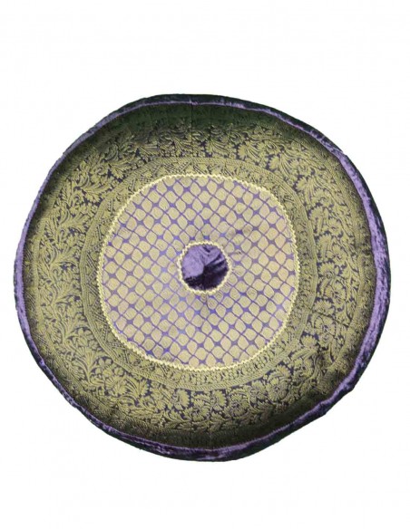 Lilac Round Satin Floor Cushion, Ø 16 in