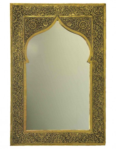 Moroccan arched mirror, chiselled gold brass frame