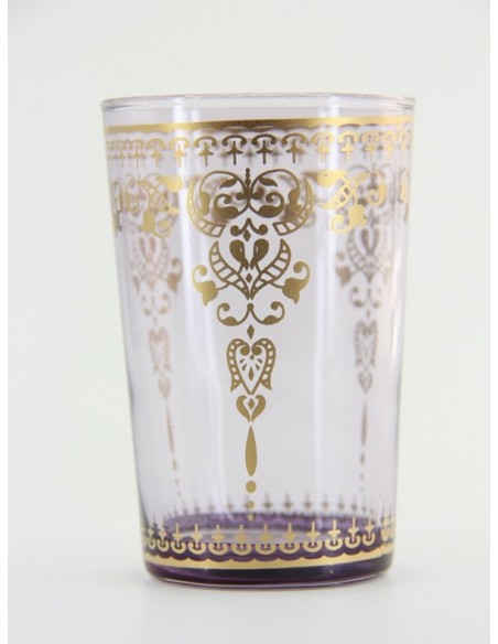 Verre à thé marocain – Mauve, décor doré