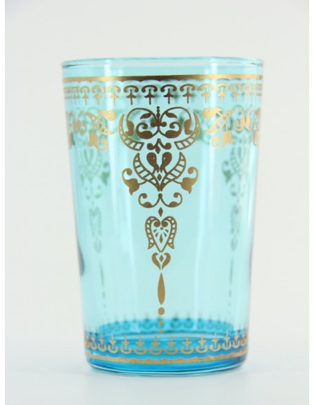 Verre à thé marocain – Turquoise, décor doré