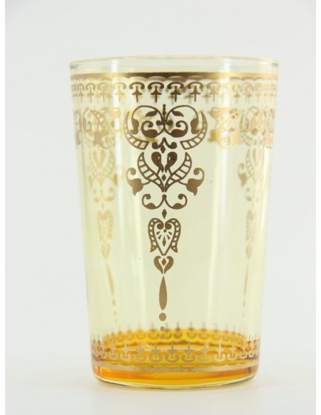 Moroccan Tea Glass – Yellow-Orange, Gold Décor