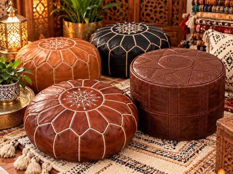 Poufs marocains en cuir